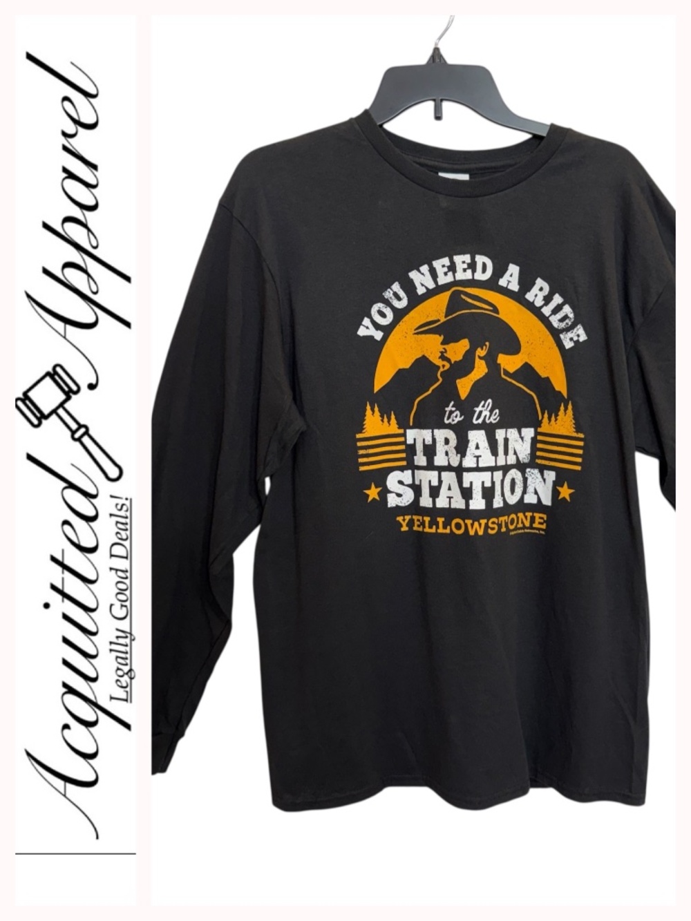 Yellowstone Train Station Graphic Long Sleeve Tee Large